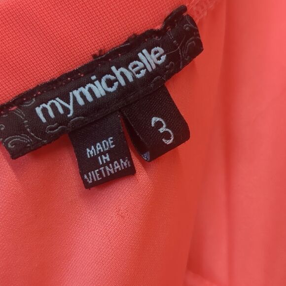 My Michelle Strapless Neon Coral Prom Dress Juniors Size 3 - Picture 10 of 10